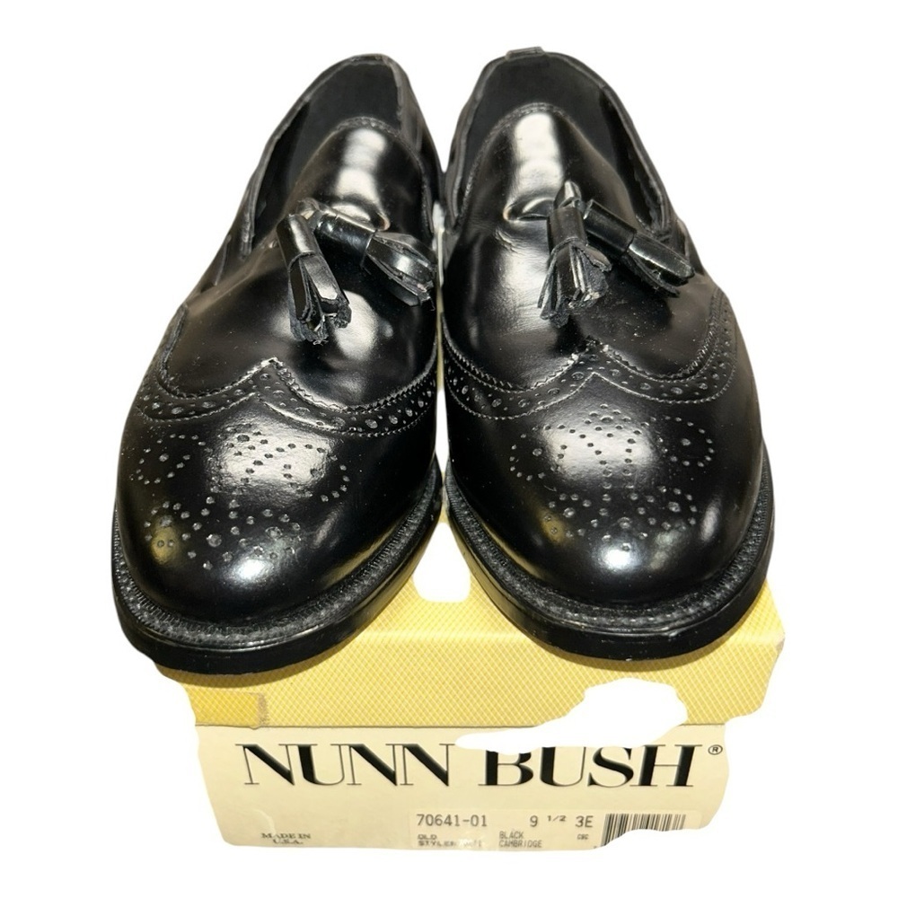 Nunn Bush Leather Black Men's Dress Shoes Vintage Kiltie Tassel Loafers Size 9.5 - Picture 2 of 16